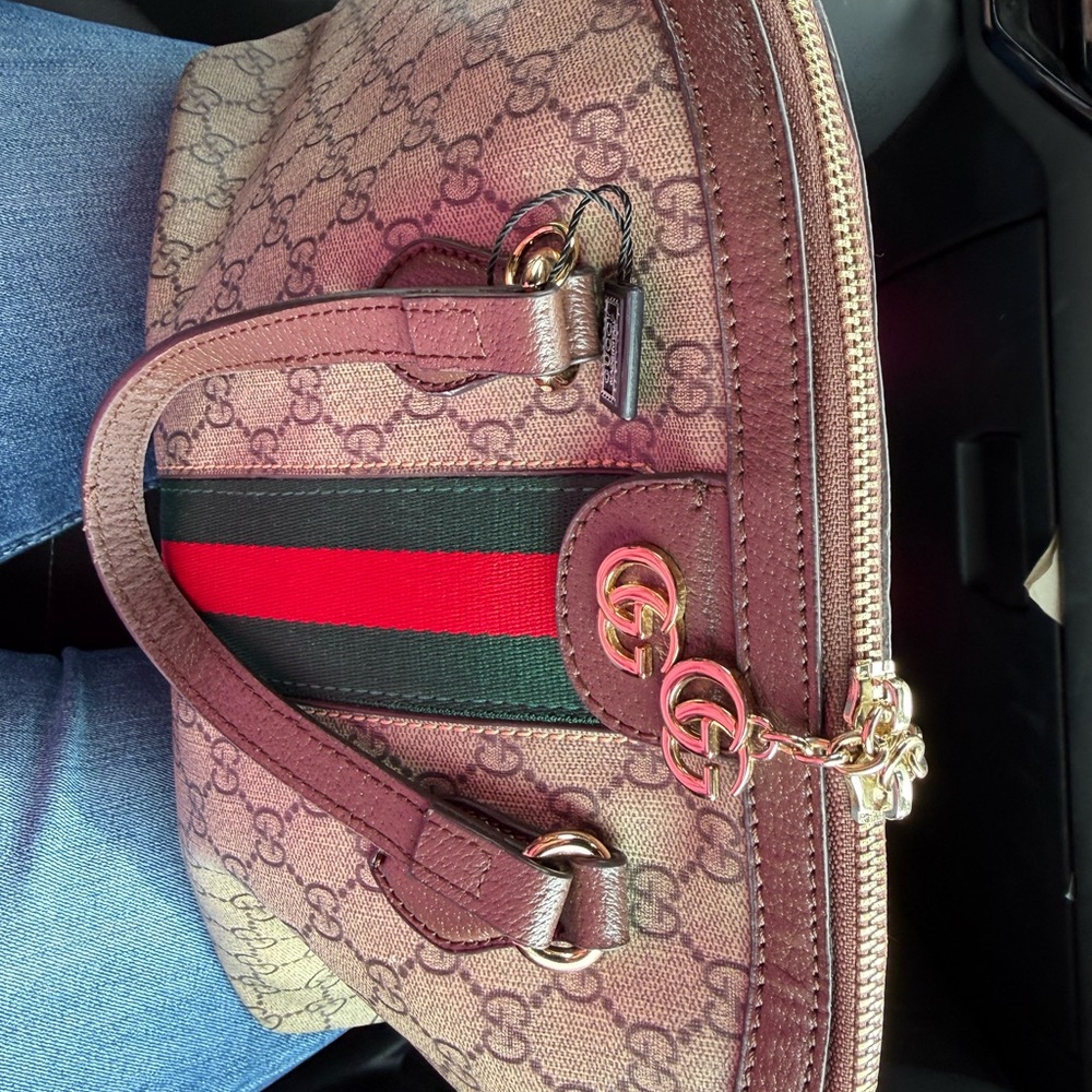 Gucci Beige and Red Satchel